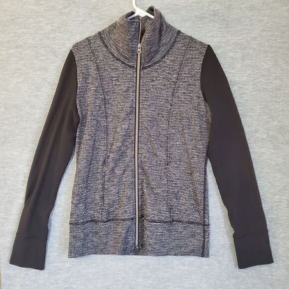 Lululemon Jacket Womens Medium Gray Black Active Yoga Two Tone Full Zip - Picture 2 of 11